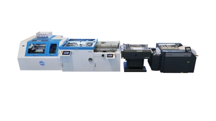 System liniowy niciarki dedykowanej pod druk cyfrowy z roli DX-80 wraz z urządzeniami Tecnau